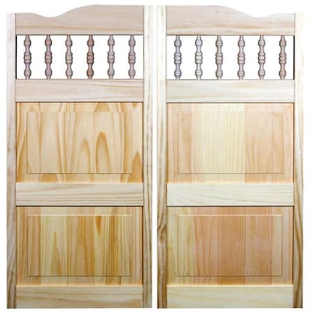 Parche 36 x 42 in. Carson City Spindle Top Cafe Door, Unfinished Pine PA3029664